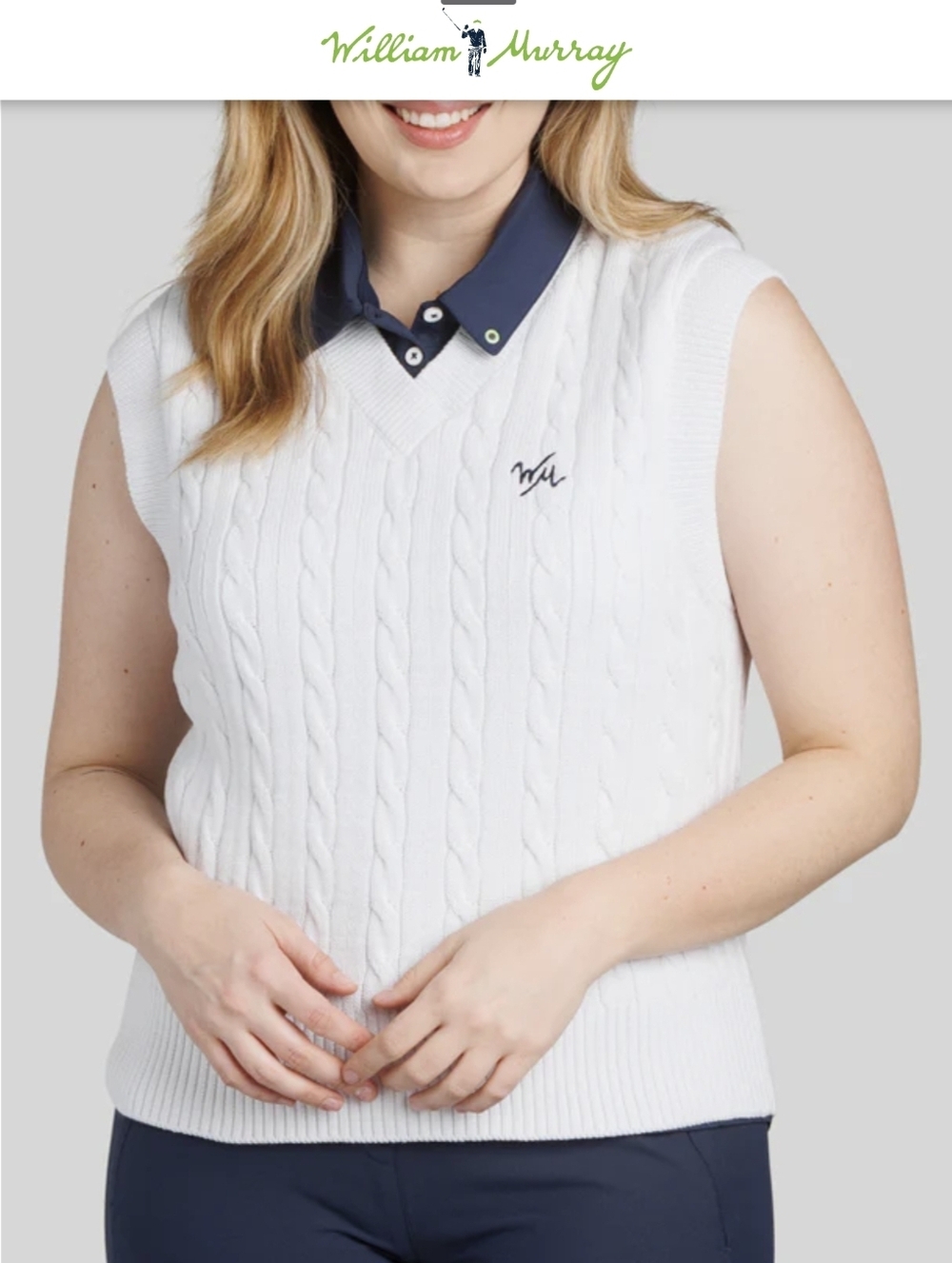 NEW! William Murray Classic Cable Knit Cotton Sweater Vest Size Medium / L